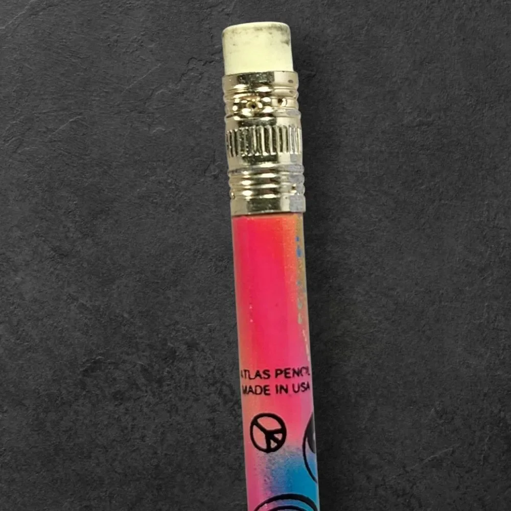 13 Vintage Atlas Pencils 90s Tie Dye Peace Yin Yang Neon Made in USA Unsharpened